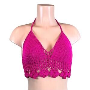 Pink Crochet Halter Top